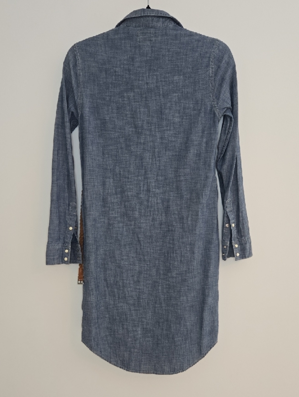Levi's Blue Chambray Shirt Dress with Braided Brown Belt - Picture 6 of 9
